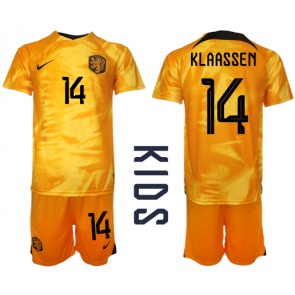 Nederländerna Davy Klaassen #14 kläder Barn VM 2022 Hemmatröja Kortärmad (+ korta byxor)